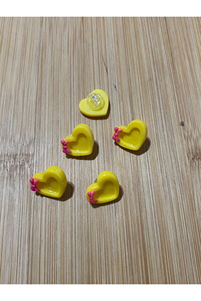 Lorin hobi Heart Plastic Baby Button 14 mm 10 Pieces Yellow