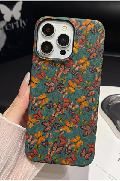 KVK PRİVACY iPhone 14 Pro Max Uyumlu Premium Vintage Kelebek Desenli Sert Kıl...