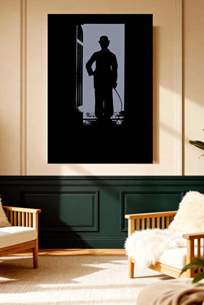 Mushen Studio Charlie Chaplin Bowler Hat Silhouette Pictură pe pânză Decor cl...