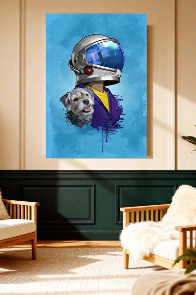 Mushen Studio Astronaut Dog Watercolor Canvas Painting Modern Wall Decor Artw...