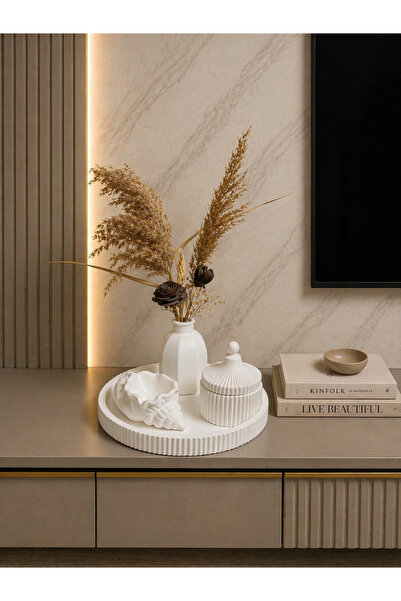 Zigzag Home Διακοσμητικό Σετ Βάζων Μποέμ 4 τεμαχίων, Εξαγωνικό Βάζο, Δίσκος μ...