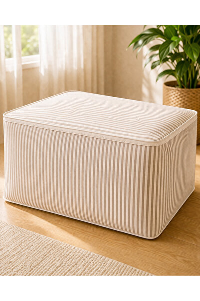 HİG HOME 42x53x20 Ριγέ θήκη αποθήκευσης κάτω από το κρεβάτι – Οργανωτής για π...