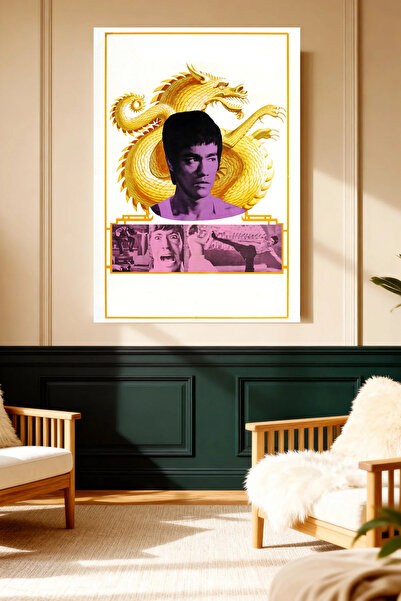 Mushen Studio Bruce Lee Golden Dragon Canvas Print Classic Wall Decor Artwork...