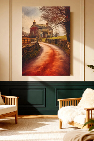 Mushen Studio Πίνακας σε καμβά Stone Village House Red Road, Κλασική διακόσμη...
