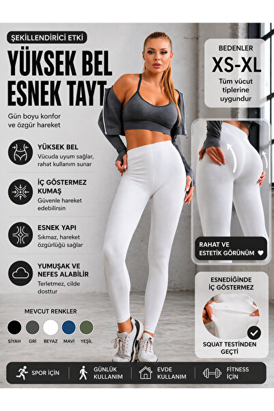 Pascara Yüksek Bel Esnek Tayt | İç Göstermez | Günlük & Spor Kadın Taytı | XS–XL