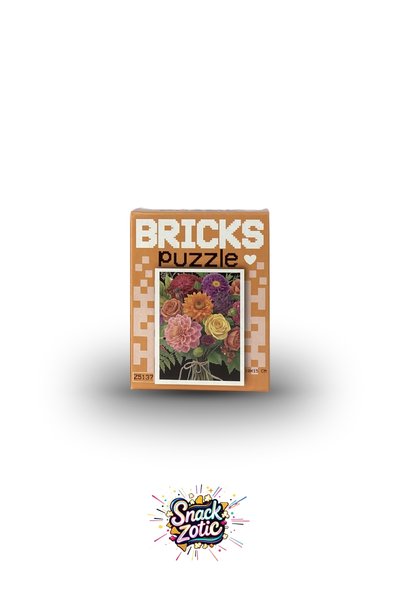 Bricks Snackzotic Mixed Spring Flowers Themed Mini Puzzle - Colorful Bouquet 100 Piece Puzzle (10X15 cm)
