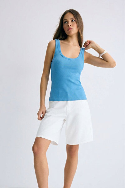 EFFE Εφαρμοστό μπλουζάκι με τιράντες από μείγμα βισκόζης και κοτλέ