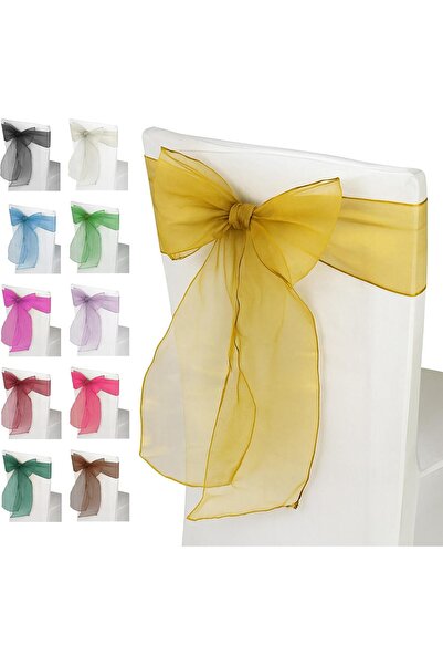 Trimming Shop Κάλυμμα Καρέκλας από Οργάντζα με Φιόγκο και Κορδέλα για Γάμο, Γ...