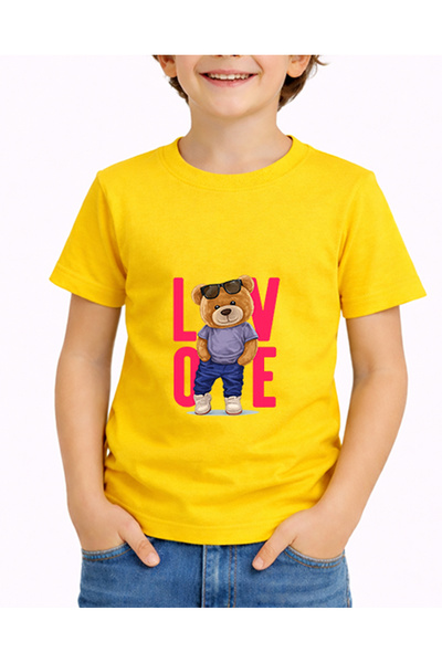 petite pati تي شيرت أصفر للأطفال من Lovebear من 5 إلى 14 سنة، 100% قطن ممشط (...