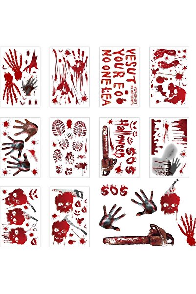 Other Αυτοκόλλητα Παραθύρων για το Χάλογουιν, 10 Φύλλα, Τρομακτικά Αυτοκόλλητ...