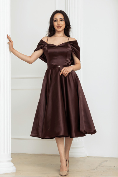 BEYBOS Rochie midi din organza cu umeri goi - MARO