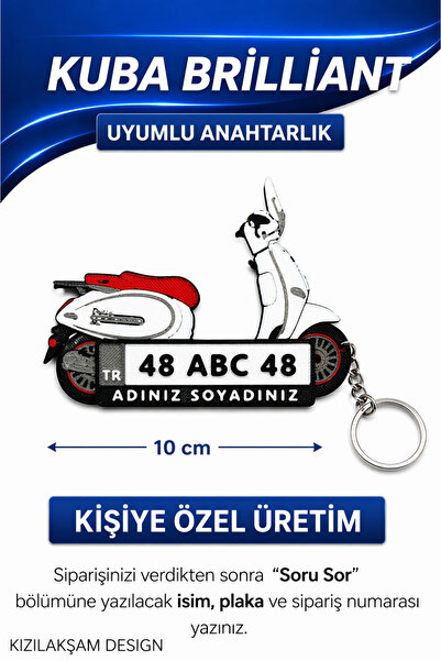KIZILAKŞAM Kuba Brilliant Scooter Motosiklet Uyumlu Kişiye Özel Hediyelik Mot...
