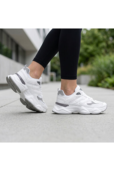 OEM Adidași cu platformă groasă pentru femei, din piele și plasă, cu branț di...