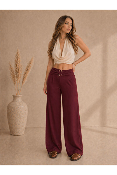 Ales Moda Παντελόνι μοντάλ με μπροστινή πόρπη