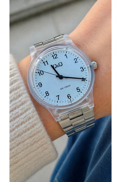 Q&Q Sea, Pool Waterproof Steel Band Transparent Polycarbonate Case Unisex Wri...