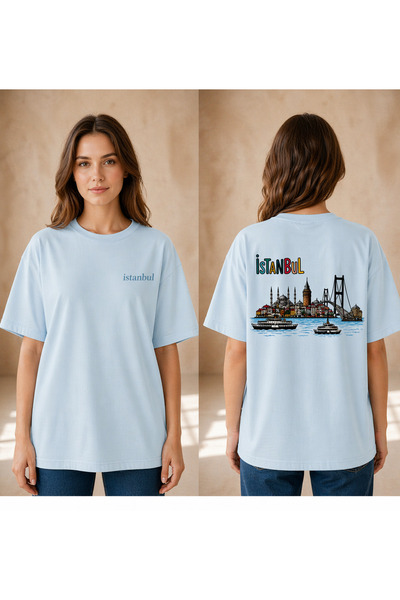 VODEXA Γυναικείο μπλουζάκι Oversize ΙΣΤΑΝΒΟΥΛ με στάμπα, 100% βαμβακερό, άνετ...