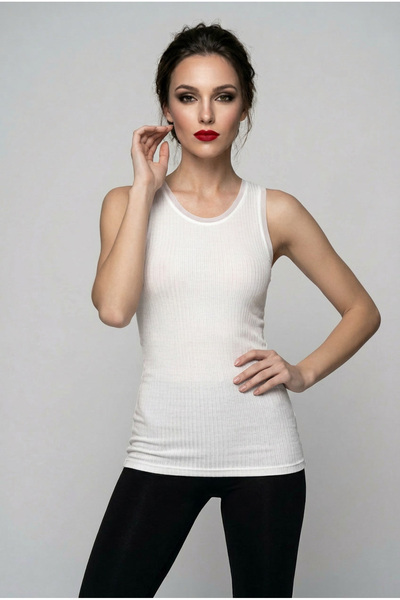fevien Women's Thick Strap Flexible Viscose Ribbed Camisole Undershirt Daily ...
