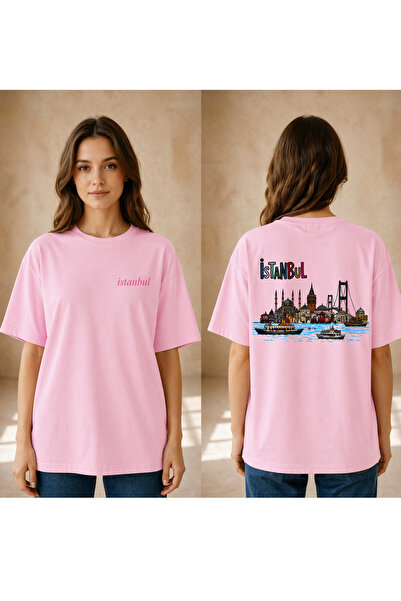 VODEXA Tricou oversize pentru femei ISTANBUL, imprimat, 100% bumbac, croială ...