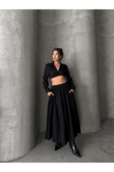 Enga Vera Γυναικεία φούστα με ψηλή μέση, ελαστική μέση, διπλές τσέπες, άνετη ...