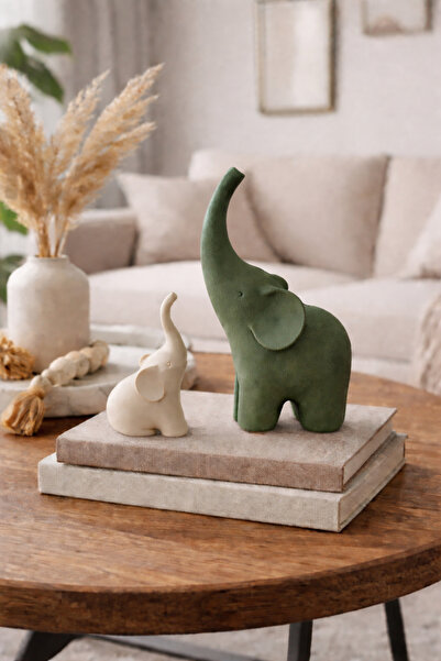 triora Sevimli Fil Figürleri İkili Set – Modern Minimal Dekor Obje 12cm yükse...