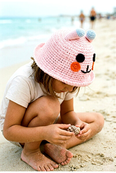 LAGRANZE Ψάθινο καπέλο για κορίτσια 4-7 ετών με χαριτωμένα αυτιά