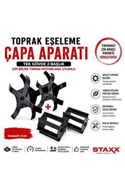 STAXX POWER Toprak Eşeleme Çapa Aparatı Full Set 2 Başlıklı Benzinli Grup Tır...
