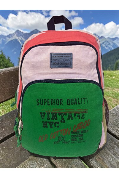 Old Cotton حقيبة سفر مدرسية ذات تصميم كلاسيكي ملون عالي الجودة مقاس 30 سم × 4...