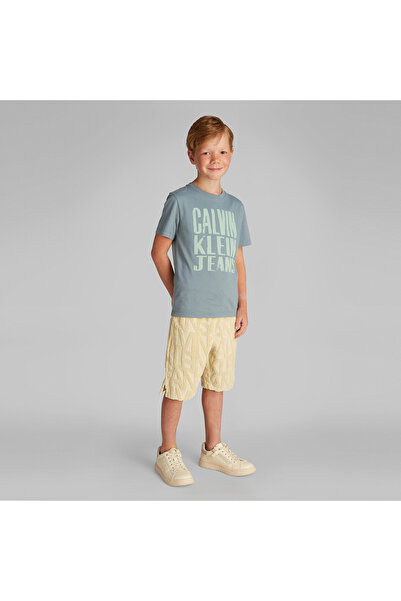 Calvin Klein Slogan Graphic Çocuk Mavi T-Shirt