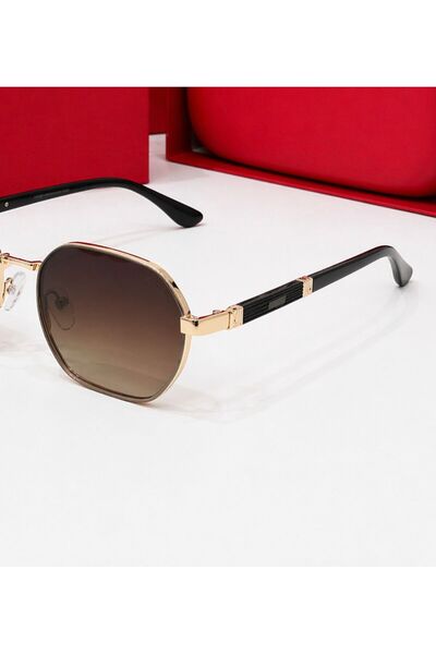 Wolf Sunglasses, Brown, Gold Frame on Black, Universal Design, with Special P...