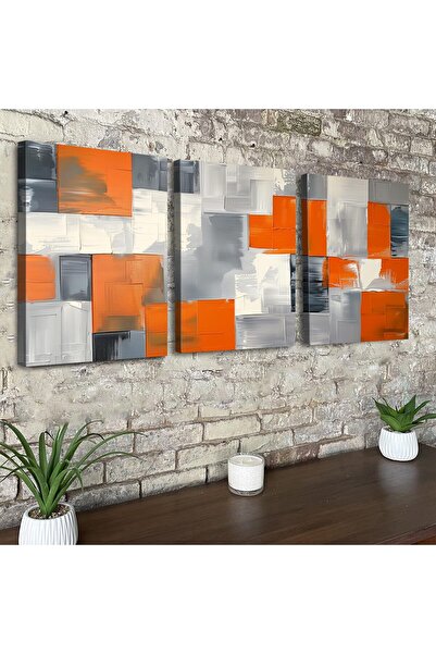 ALAYRA International Signtouch Canva Burnt Orange Gray Texture Wrap Framed Wa...