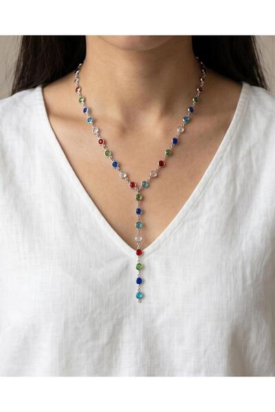 B&T Bujiteri Round Zircon Stone Colorful Design Women's Y Necklace