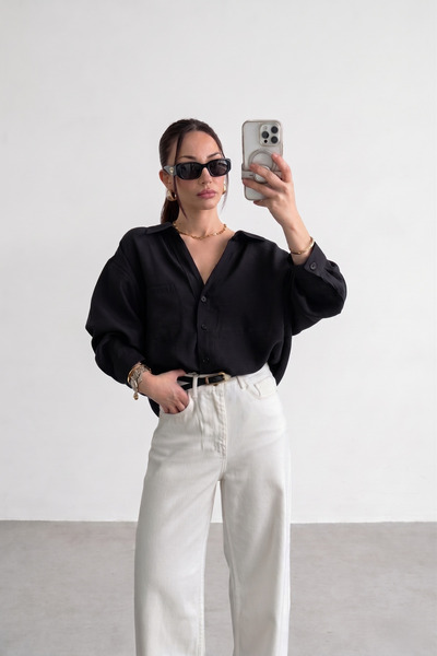 Jaglion Νέα σεζόν Γυναικείο πουκάμισο Oversize Tensel Premium