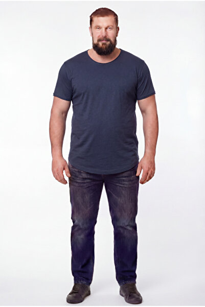 BlackHorn تي شيرت رجالي ذو ياقة واسعة مقاس كبير مصنوع من القطن بنسبة 100% فضف...