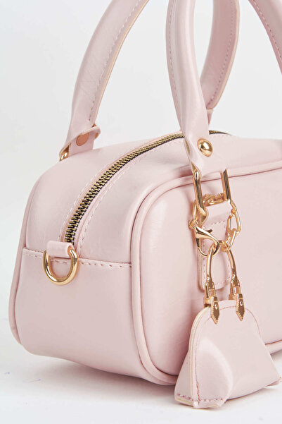 Vivaq Women's Tulip Light Pink Bag with Charm Detail, Patent Leather Zipper C...