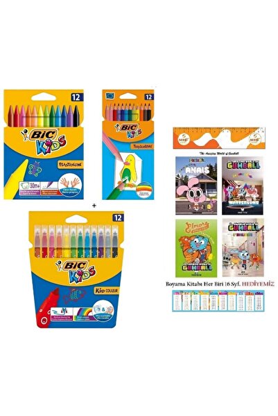 Bic Pastel Boya Kalemi 12'li Kuru Boya Kalemi 12'li Yıkanabilir Keçeli Boya K...