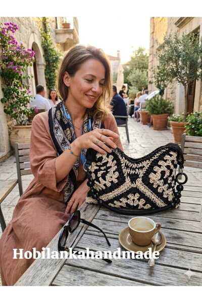 hobilanka Χειροποίητη ψάθινη τσάντα Hobilanka