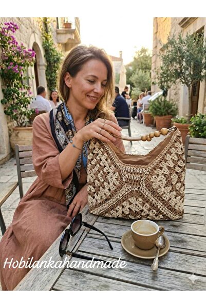 hobilanka Χειροποίητη ψάθινη τσάντα Hobilanka