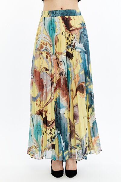 Modabenna Φούστα σιφόν με μοτίβο με πλισέ με ελαστική μέση με πλισέ