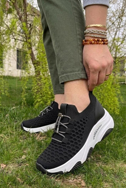 Nubbock Γυναικεία ασπρόμαυρα αθλητικά παπούτσια με κρυφό τακούνι NK4162