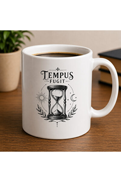 Larabell Hediyelik Tempus Fugit - الوقت يمر بسرعة - كوب بتصميم بسيط مكتوب علي...