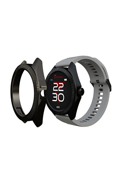 Techmade Smartwatch Rocks 2 μαύρο/γκρι με γκρι ανθρακί κάλυμμα, AMOLED 1.43”,...
