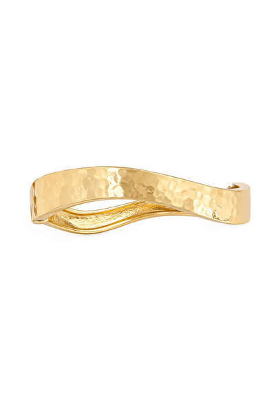 Selay Accessory Gold Dalgalı Dokulu Kelepçe Bileklik – Şık Kadın Bileklik