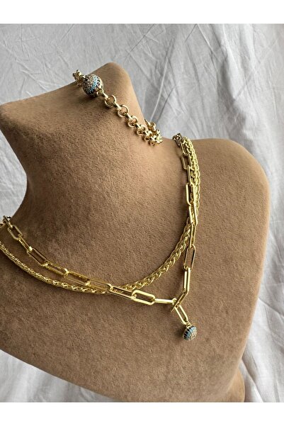 XUPING JEWELRY NK BİJUTERİ 14K XP Damgalı Zirkon Taşlı Nazar Boncuklu Kolye 5...