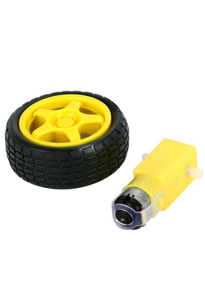 ATOLYE ELEKTRONİK 3-6V Redüktörlü Arduino Uyumlu DC Sarı Motor ve Tekerlek