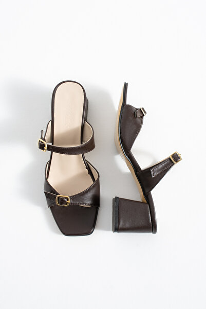 MUFUMA Buckle Detailed Square Toe Women's Heeled Shoes 00265