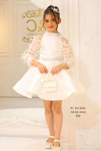 JC فستان بناتي أبيض فخم مع حقيبة وتاج Violet Flower Boutique