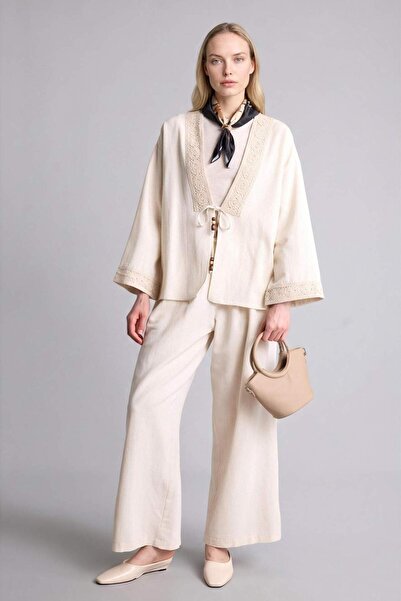 DeFacto Παντελόνι με φαρδιά μπατζάκια από λινό μείγμα F9267AX26SM