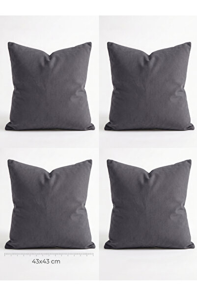 Bercem Home Πολυτελές σετ διακοσμητικών μαξιλαριών με βελούδινη υφή ανθρακί (...