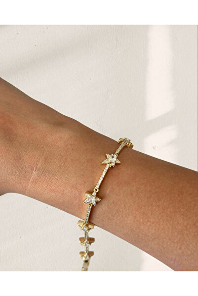 mia atelier Gold Star Motif Zircon Stone Bracelet