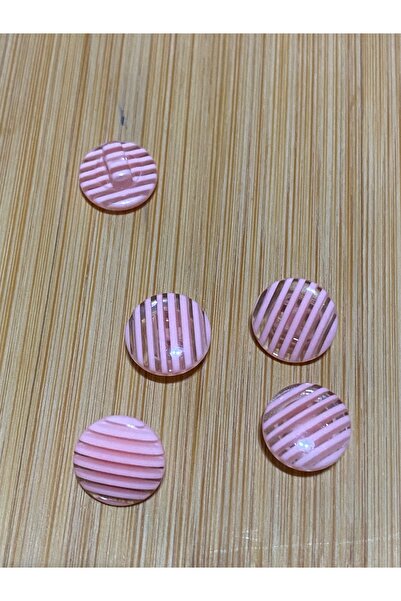 Lorin hobi Striped Pearl Bebe Button 10 mm 10 Pieces Pink